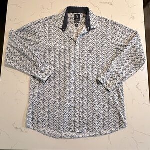 U.S. Polo ASSN Blue/White Floral Button Down Dress Shirt Slim Fit XL